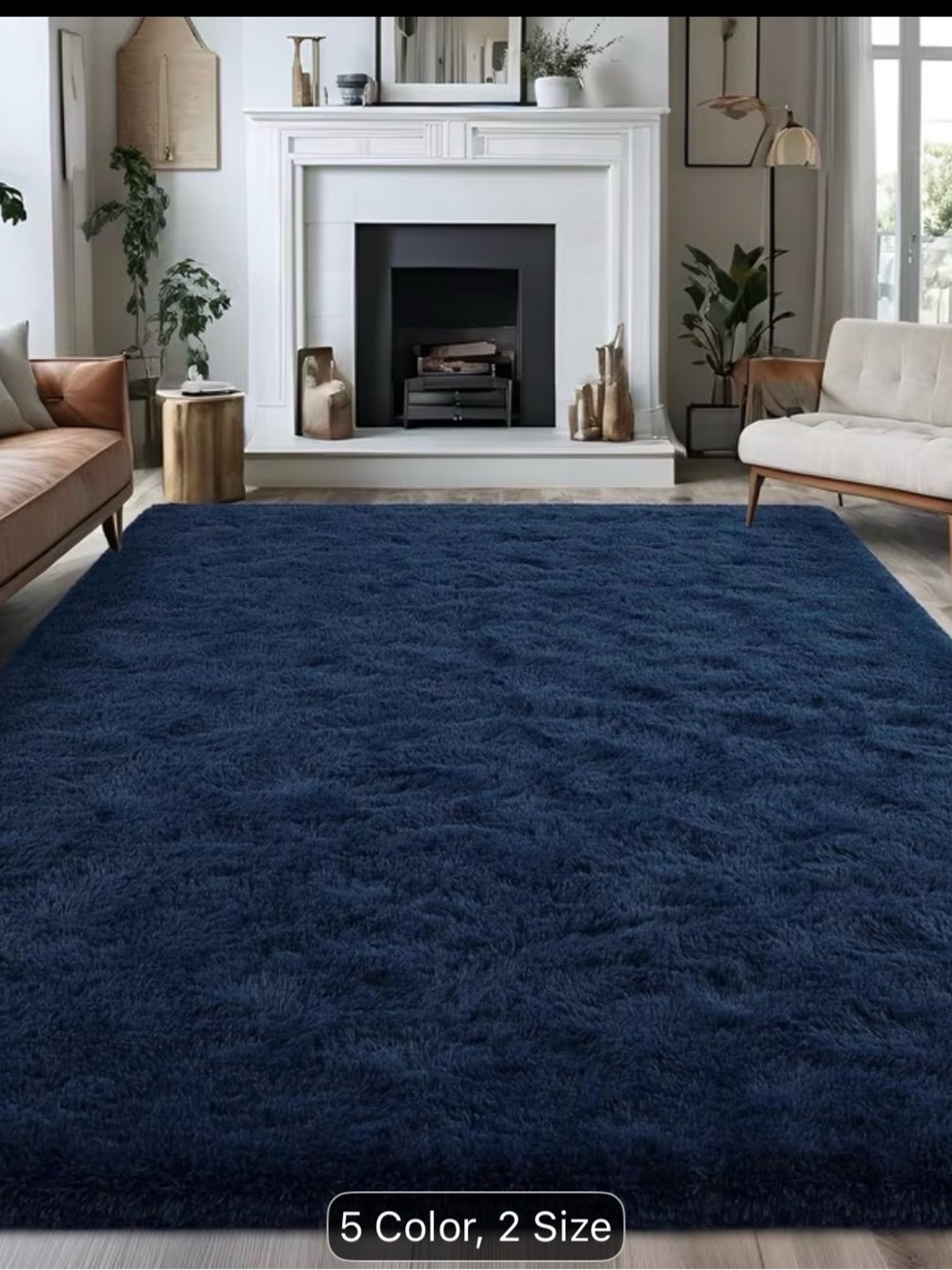 Navy Blue Luxurious Fluffy Shag Rug  Ultra Soft,Plush,Fuzzy, Durable  5x8ft